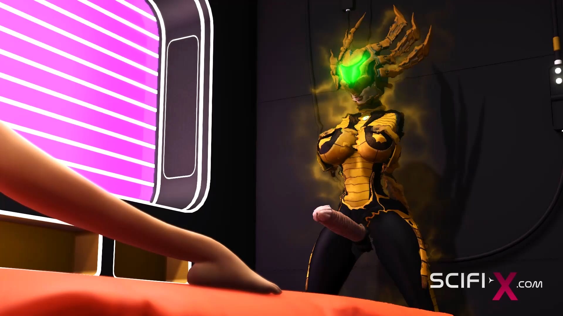 3d dickgirl android sci-fi bedroom
